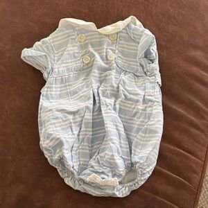 Charming Light Blue Striped Baby Bubble Romper